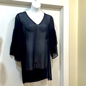 Micheal Kors Navy Blue Swim suit cover size m.  Sheer polyester fabric.